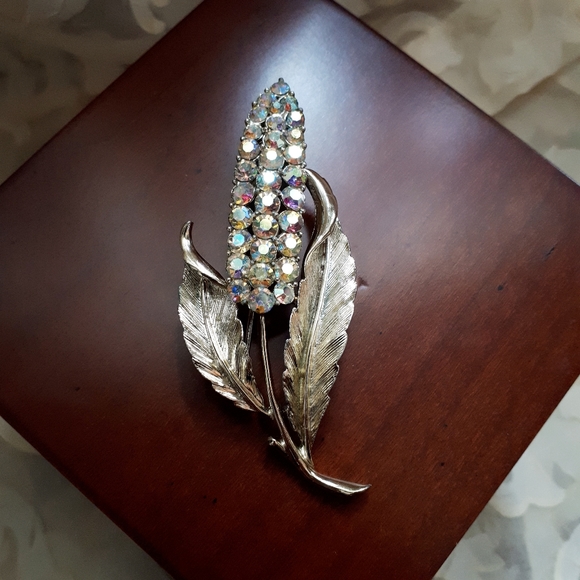 Vintage Coro gold tone wheat stalk pin brooch - Picture 5 of 10